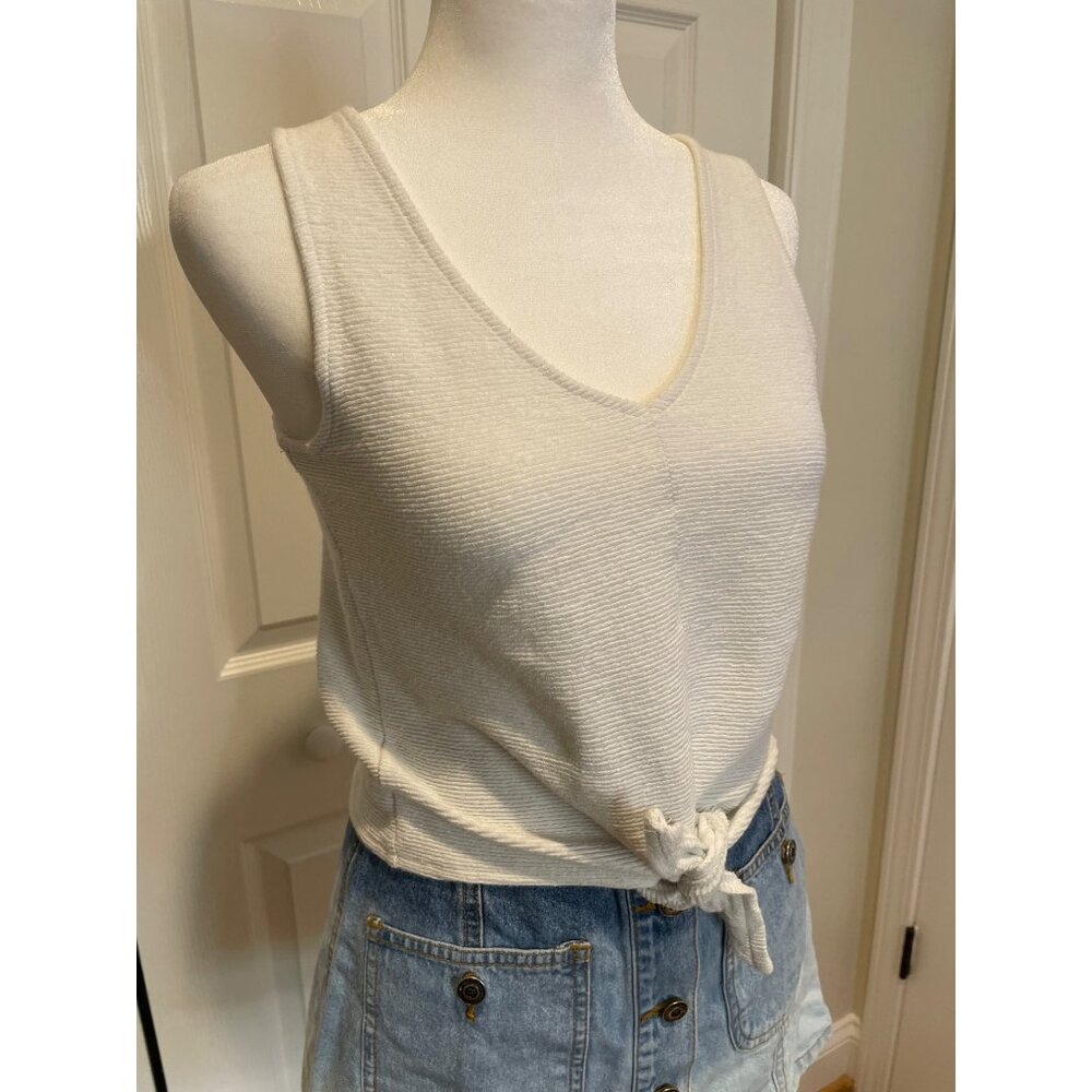 Madewell Womens White Textured Tie Front Tank Top Size XS Minimalist Basic Y2K - Picture 12 of 14